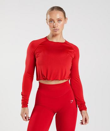 Corp Tops Gymshark Sweat Seamless Long Sleeve Mujer Rojas | CO 2526LIS